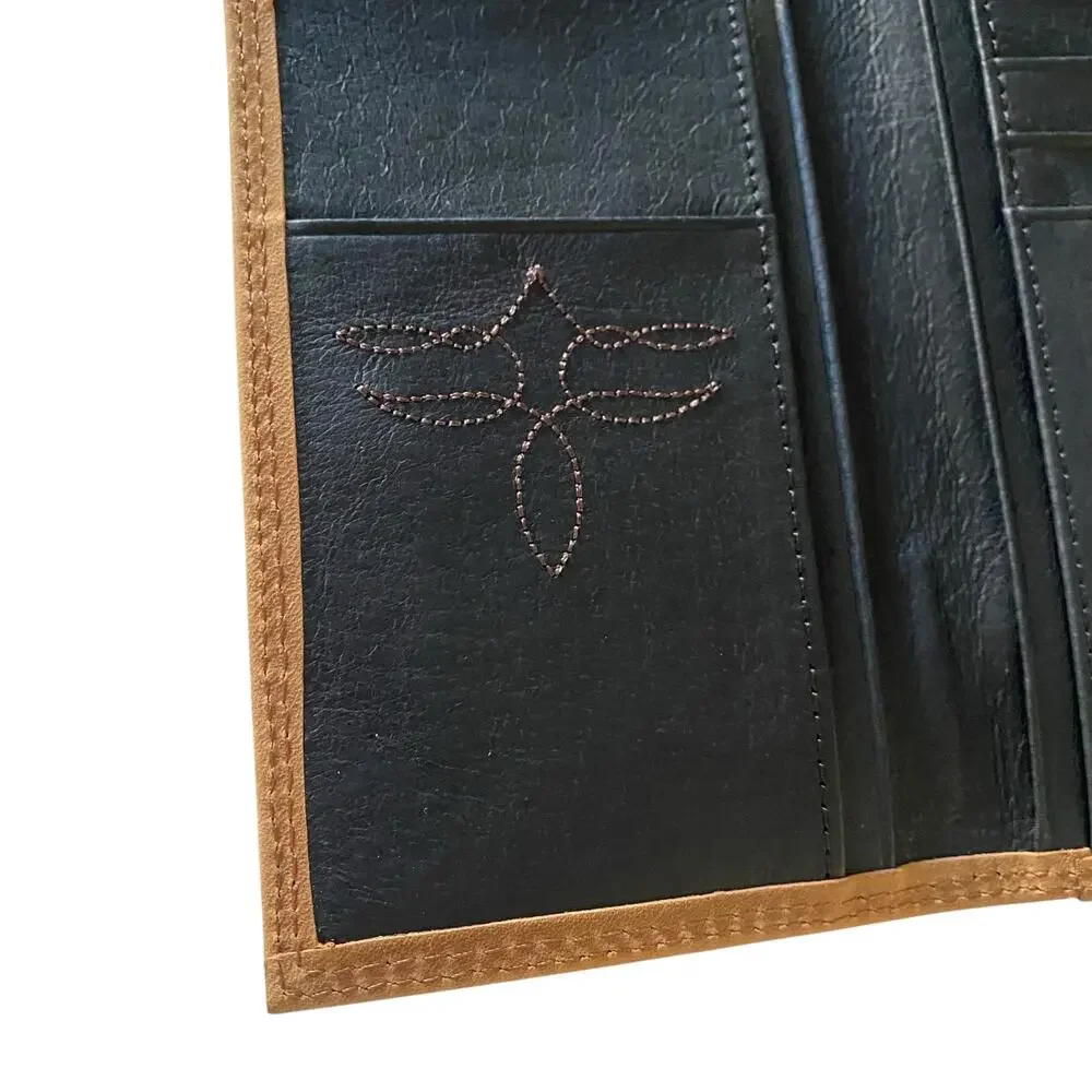 NWT Men’s JUSTIN'S RODEO GENUINE LEATHER WALLET Two Toned Brown 22054767W3